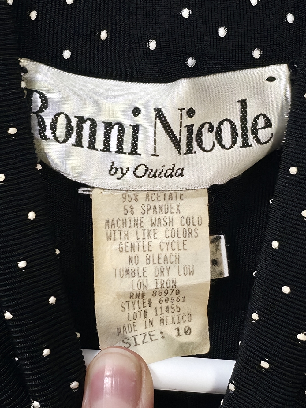 VTG Ronni Nicole 90s Mock Neck Polka Dot Maxi Dress 10 - Picture 5 of 9